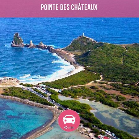 Le Sable Bleu - Evasion Tropicale A Sainte-Anne - Plage 5Min - Piscine - Parking - Logement Climatise - Vue Sur Les Palmiers - Parfait Pour Sejours En Famille Ou Entre Amis Екстериор снимка