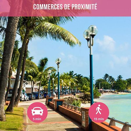 Le Sable Bleu - Evasion Tropicale A Sainte-Anne - Plage 5Min - Piscine - Parking - Logement Climatise - Vue Sur Les Palmiers - Parfait Pour Sejours En Famille Ou Entre Amis Екстериор снимка